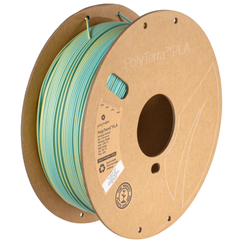 Polymaker PolyTerra™ Dual Matte PLA Filament Chameleon (Teal-Yellow): Premium Quality 3D Printer Filament