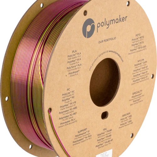 Polymaker PolyLite™ Dual Silk PLA Aubergine (Silk Lime / Silk Magenta) – Best Silk PLA Filament for Stunning 3D Prints