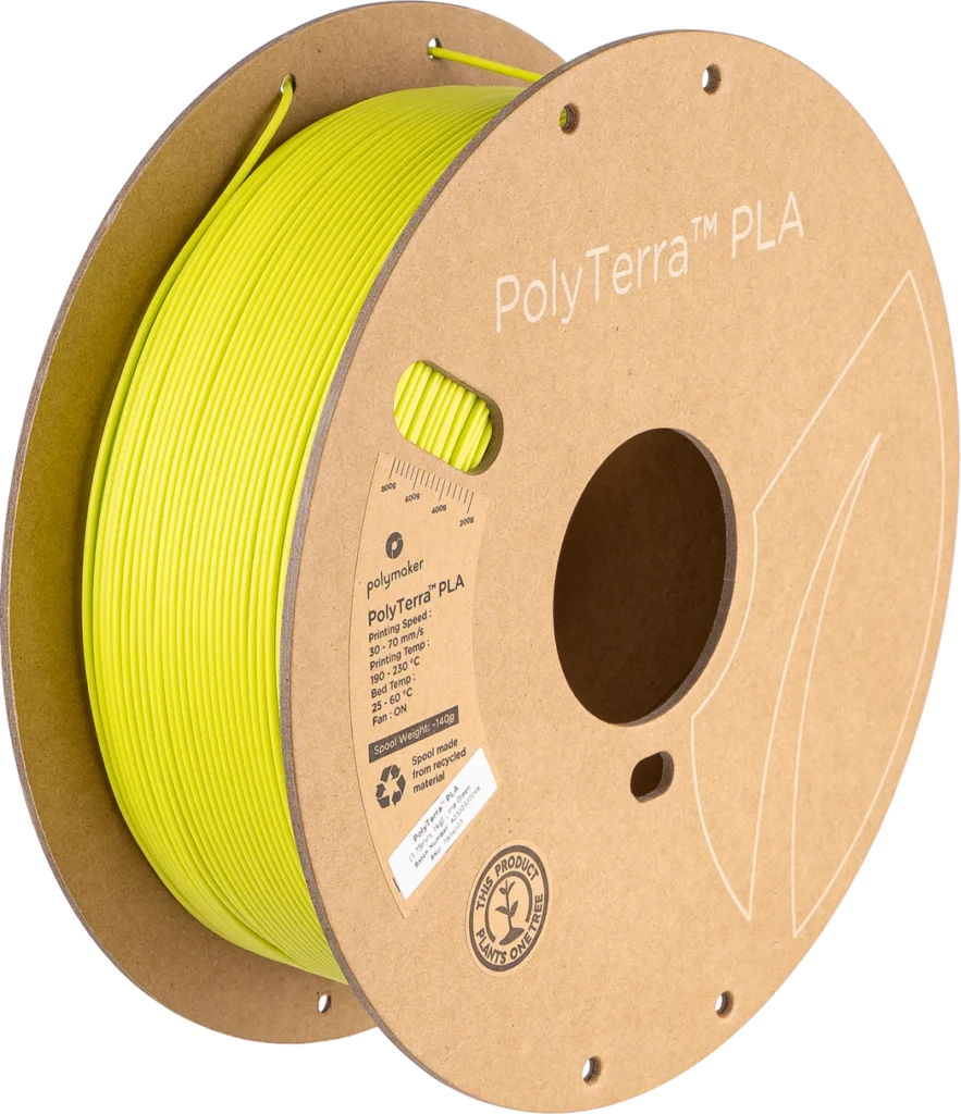 Polymaker PolyTerra Matte PLA Lime Green 3D Printer Filament – High-Quality Matte Finish for Precise Printing