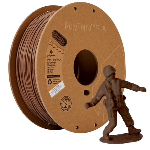 Polymaker PolyTerra Matte PLA Army Brown 3D Printer Filament – High-Quality Matte Finish for Precise Printing