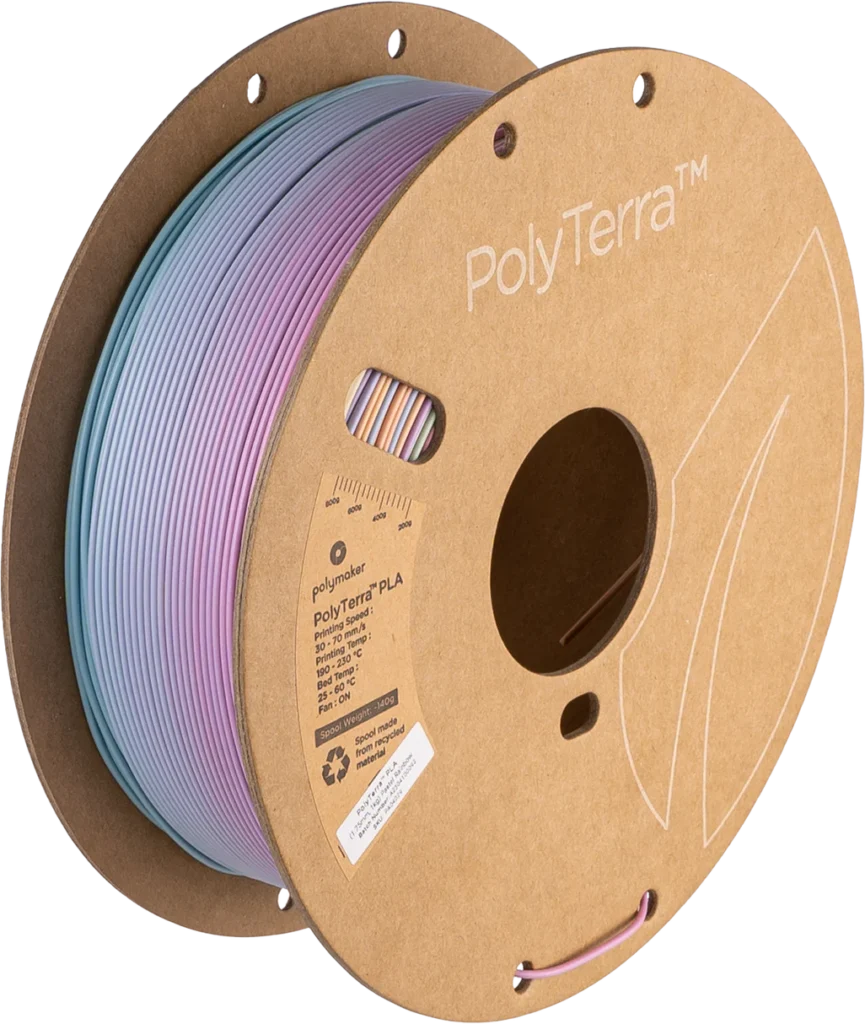 Polymaker PolyTerra™ Gradient Matte PLA (Pastel Rainbow) – Premium 3D Printer Filament for Stunning Prints