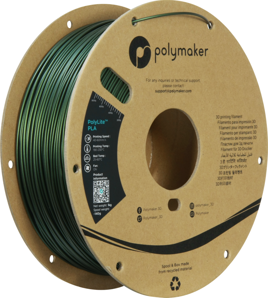 Polymaker PolyLite™ PLA Sparkle Dark Green - Premium 3D Printer Filament ( 1.75mm, 1Kg) | High-Quality PLA FDM Printer Filament with a Beautiful Sparkle Finish