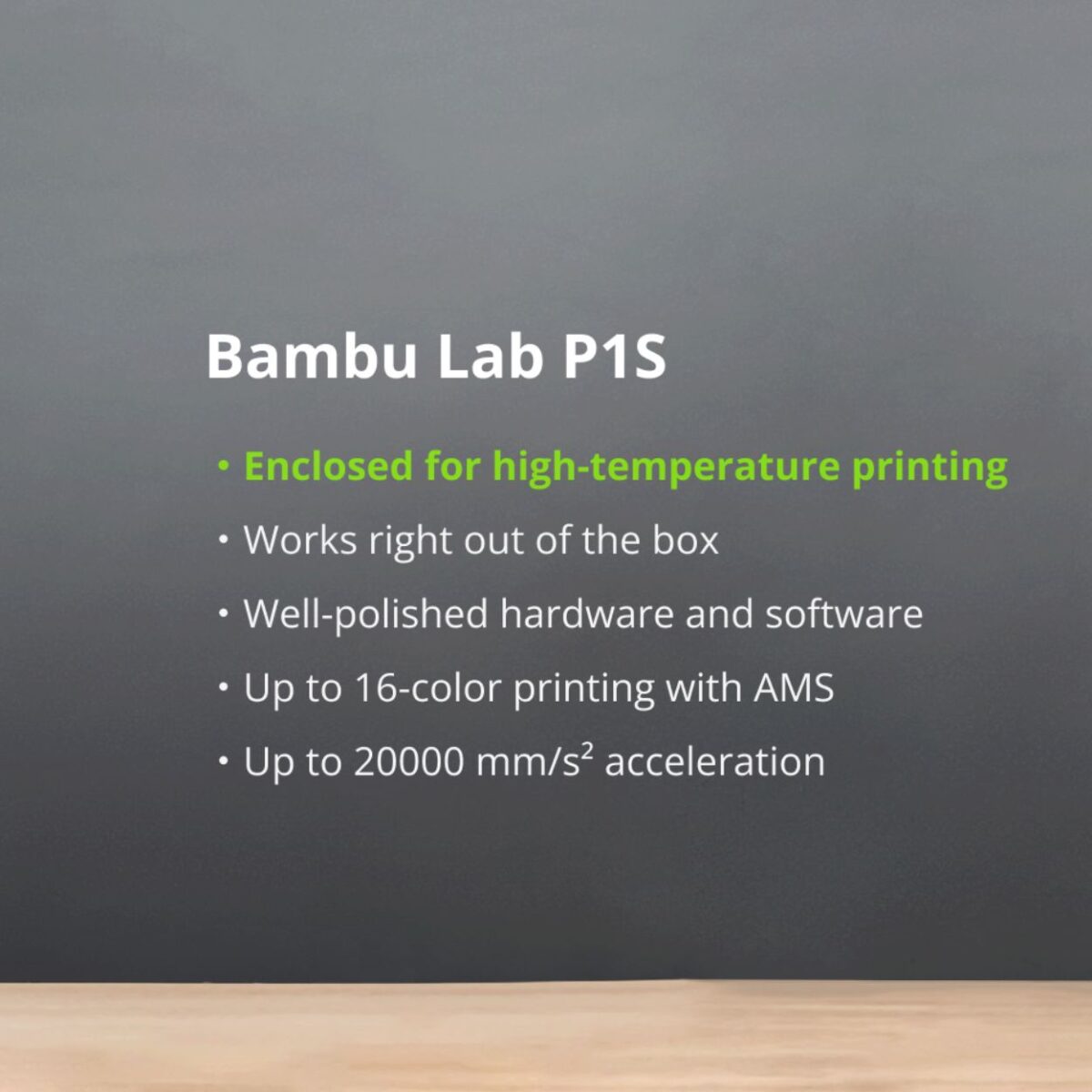 Bambu Lab P1S 3D Printer The Bambu Lab P1S 3D Printer is an advanced, plug-and-play 3D printer designed to deliver exceptional performance with minimal setup.