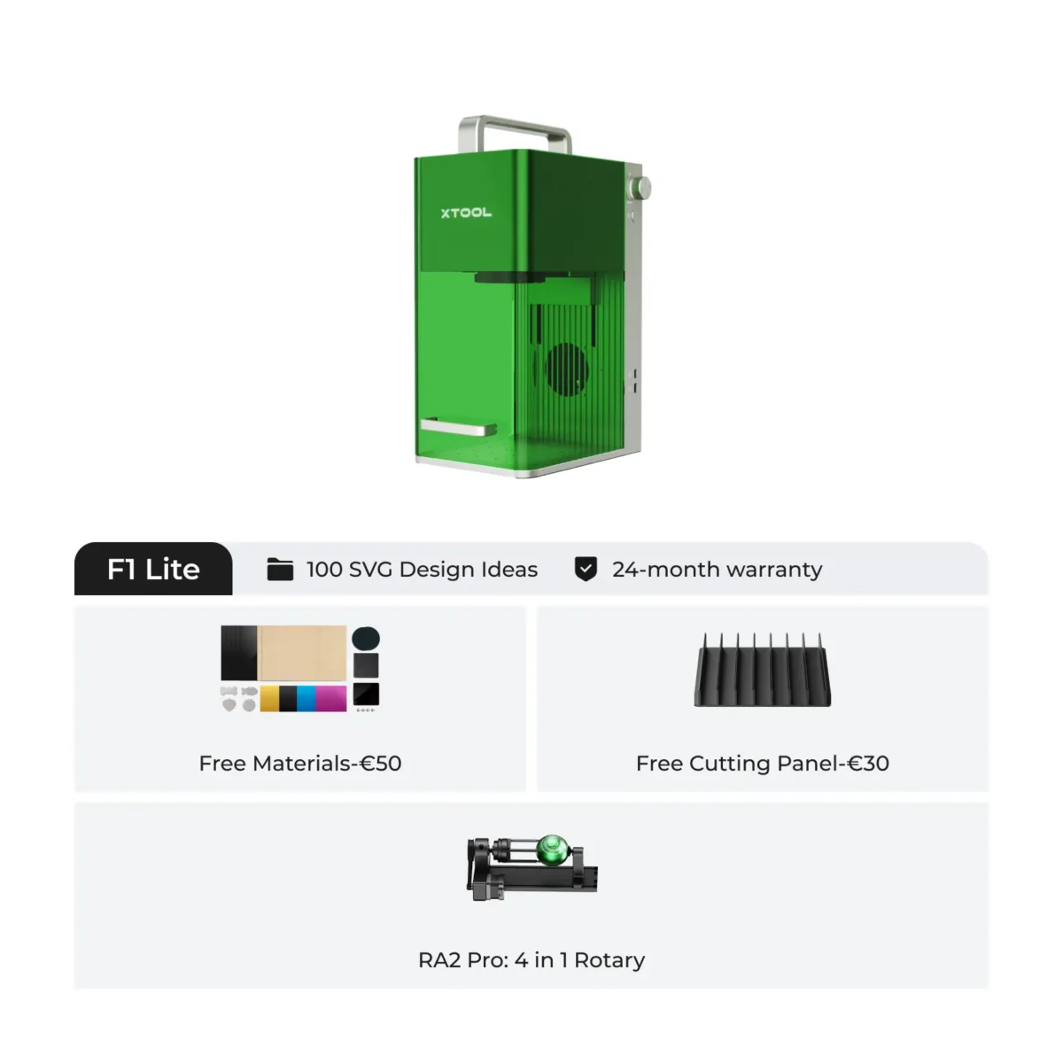 xTool F1-Lite Light Green Portable High Speed Laser Engraver – Compact Power for Everyday Customization | Protomont Technologies