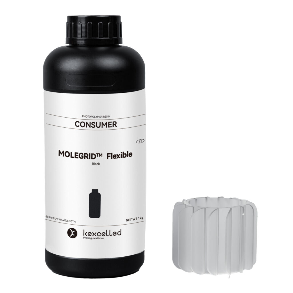 MOLEGRID™ Flexible Black Photopolymer Resin – Professional TPU-Like Flexible Resin