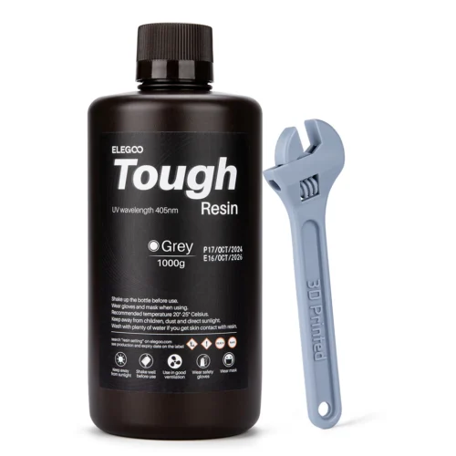 ELEGOO Tough Resin Grey – High Impact 3D Printer UV Resin 405nm for Durable Functional Prototypes