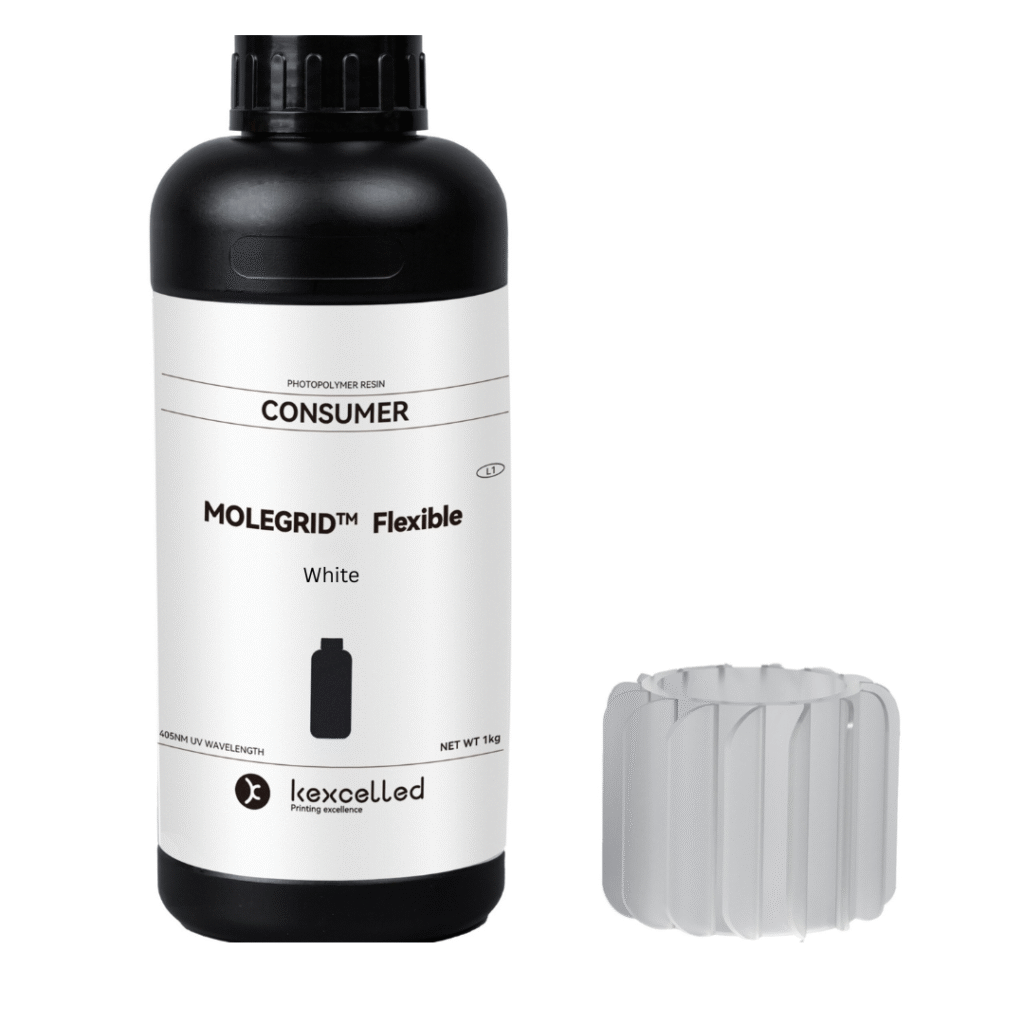 MOLEGRID™ Flexible White Photopolymer Resin – Professional TPU-Like Flexible Resin
