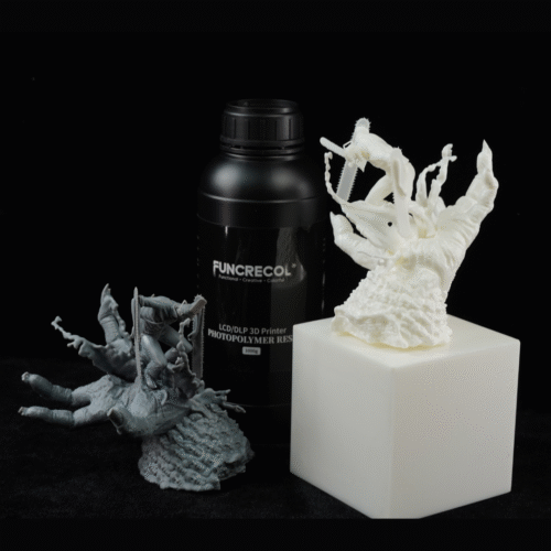 FUNCRECOL Basic Water Washable White 3D Printer Resin for LCD & DLP 3D Printers – Easy to Use & Clean, High Precision 405nm UV-Curing Photopolymer Resin