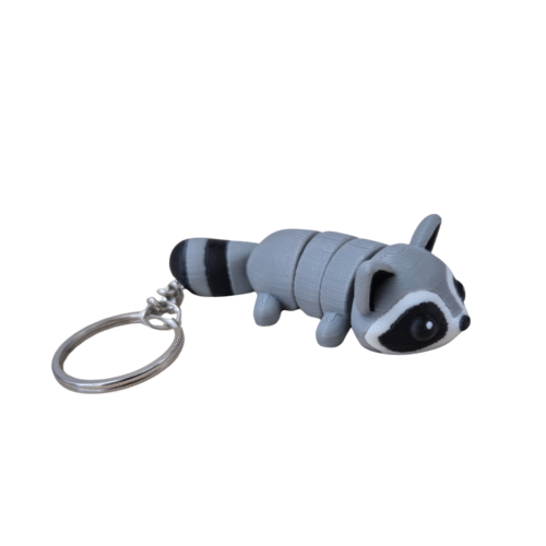 Protomont 3D Printed Raccoon Keychain | Cute Animal Keyring Toy | PLA Filament | Made in India | Gift for Kids, Teens & Collectors