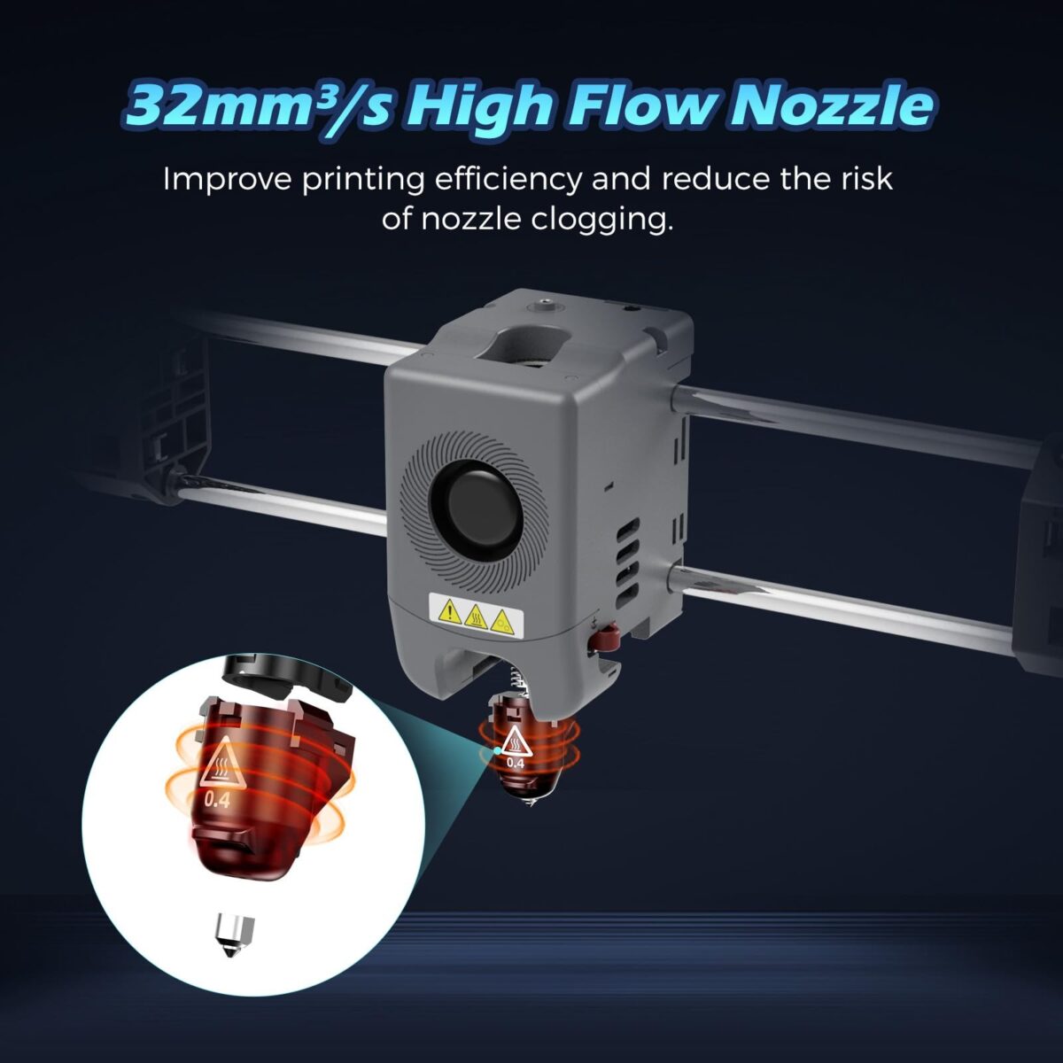FLASHFORGE Adventurer 5M Pro Nozzle Assembly – High Flow, Hardened Steel (0.4mm / 0.6mm / 0.8mm) – 280℃, 32mm³/s, for High-Speed & High-Strength Filament Printing - Image 5
