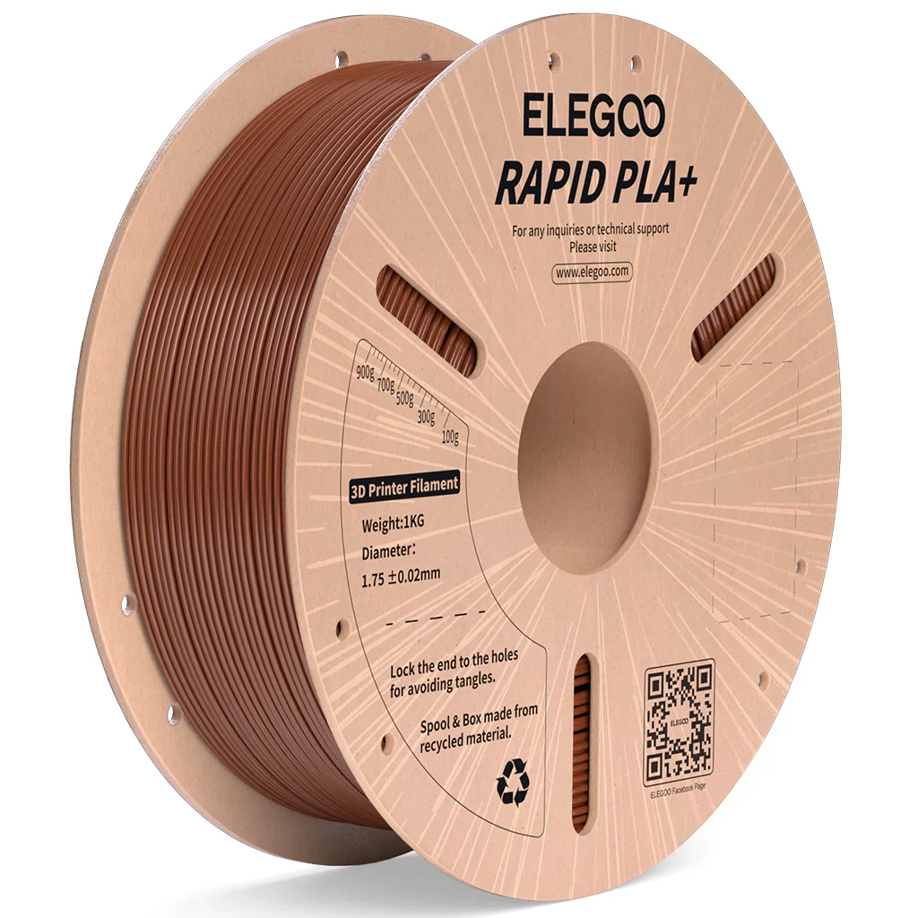 Elegoo Rapid-PLA-Filament-Brown ELEGOO Rapid PLA Plus 3D Printer Filament (Brown) – 1.75mm, 600mm/s High-Speed Printing, 1kg Spool - Image 1