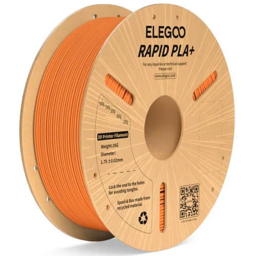 ELEGOO Rapid PLA Plus 3D Printer Filament (Orange) – 1.75mm, 600mm/s High-Speed Printing, 1kg Spool
