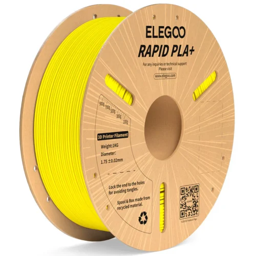 ELEGOO Rapid PLA Plus 3D Printer Filament (Yellow) – 1.75mm, 600mm/s High-Speed Printing, 1kg Spool