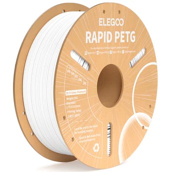 ELEGOO Rapid PETG Filament White – 1KG High-Speed Rigid PETG for FDM 3D Printing