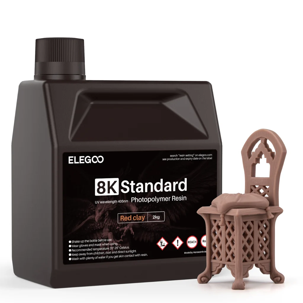 8K ELEGOO 8K Standard Photopolymer 3D Printer Resin Red Clay