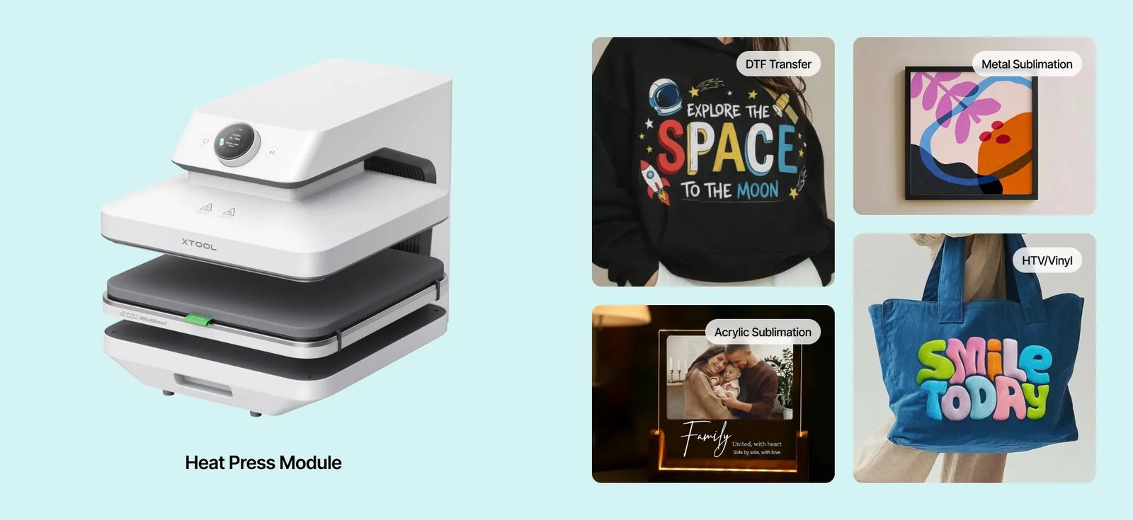 Pre-Sale xTool WonderPress The First 3D Auto Heat Press with Switchable Creativity 2 13 Description