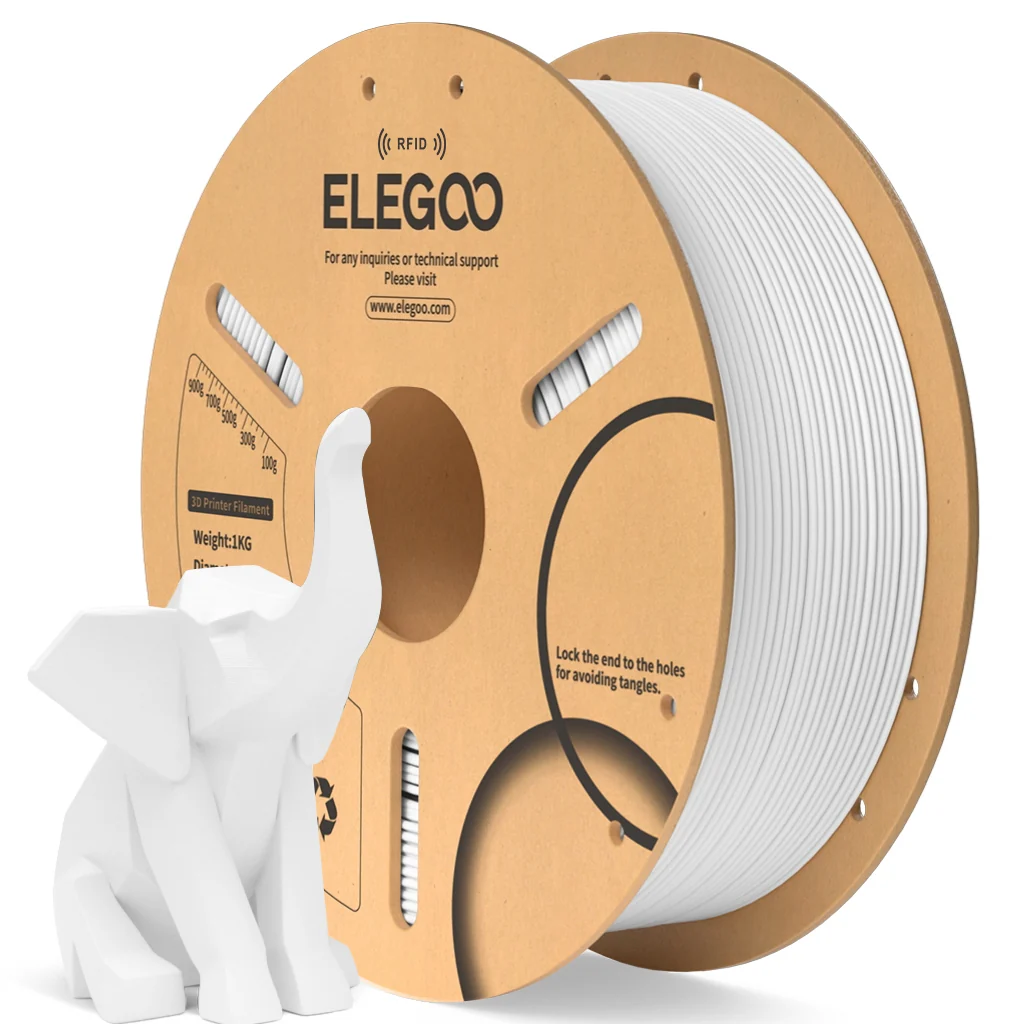 pla basic white Elegoo PLA Basic Filament - 1.75mm 1KG White - Image 1
